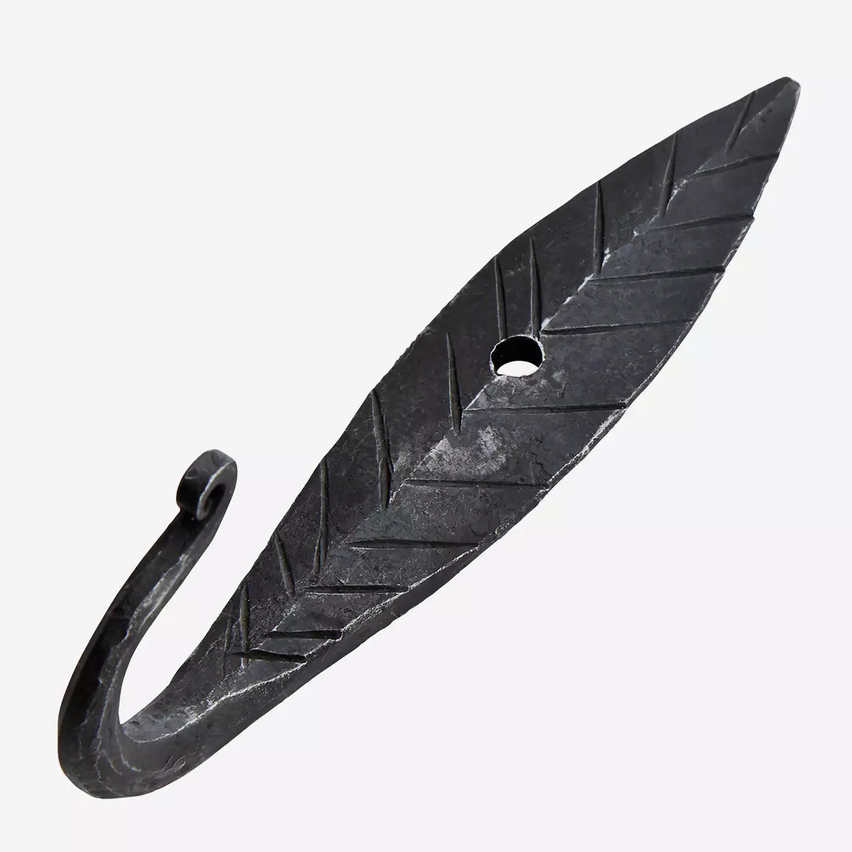 Hand Forged Black Leaf Hook - Large