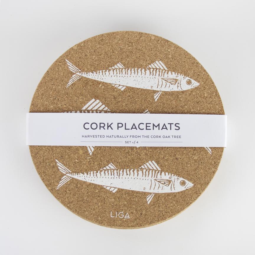 Set Of Four Mackerel Cork Placemats