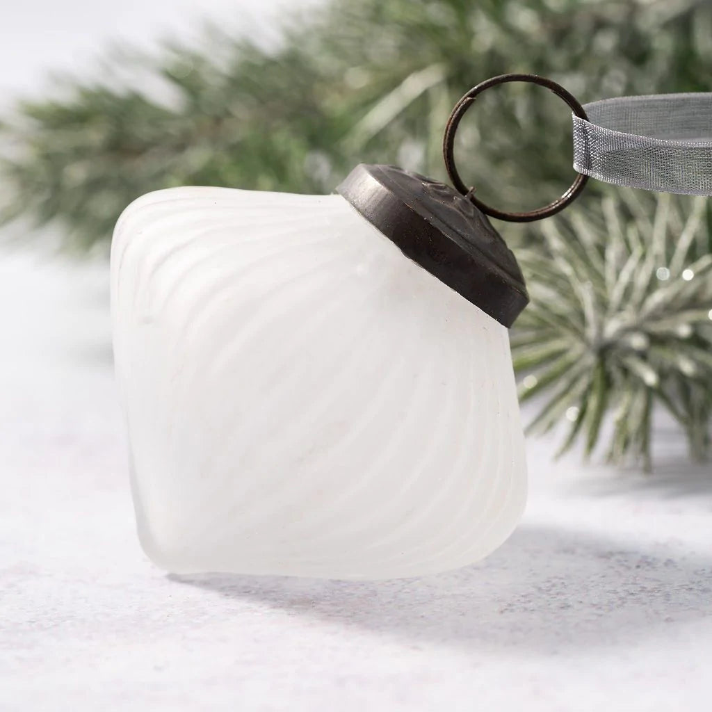 Medium Clear Frosted Glass Bauble