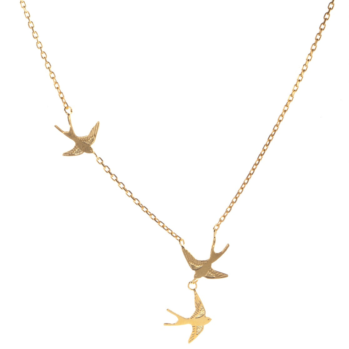 Tiny Gold Vermeil Swallows Necklace
