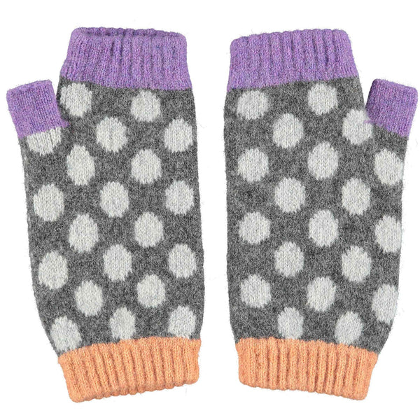 Peach & Grey Spot Lambswool Wrist Warmers By Catherine Tough