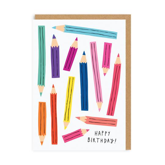 Coloured Pencils Birthday Card