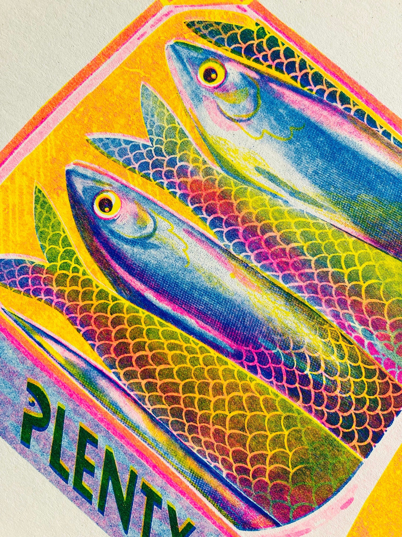 Plenty Of Fish Risograph Print