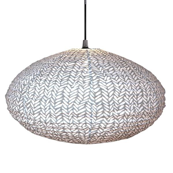 Small 60cm Cream & Grey Rice Cotton Pendant Lampshade