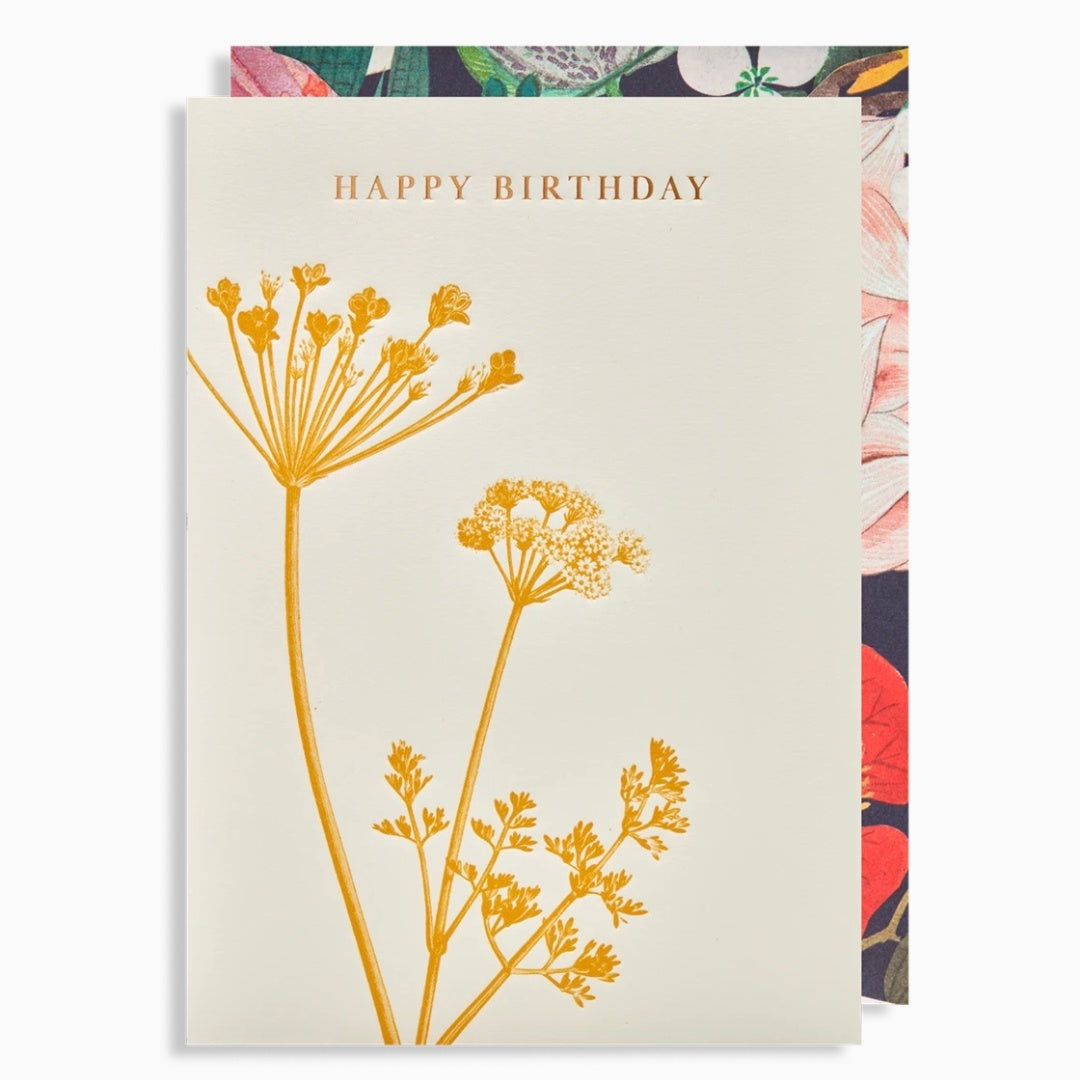 Yellow Botanical Birthday Card
