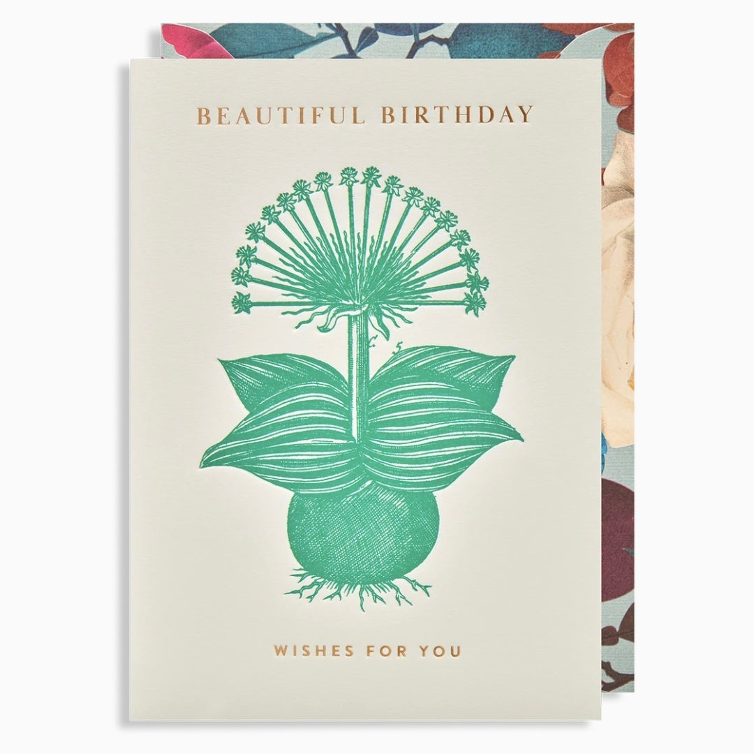 Teal Botanical Birthday Card