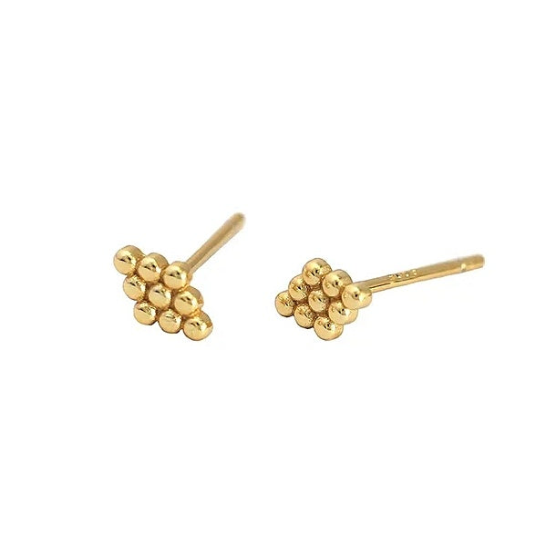 Gold Plated Dotted Diamond Stud Earrings