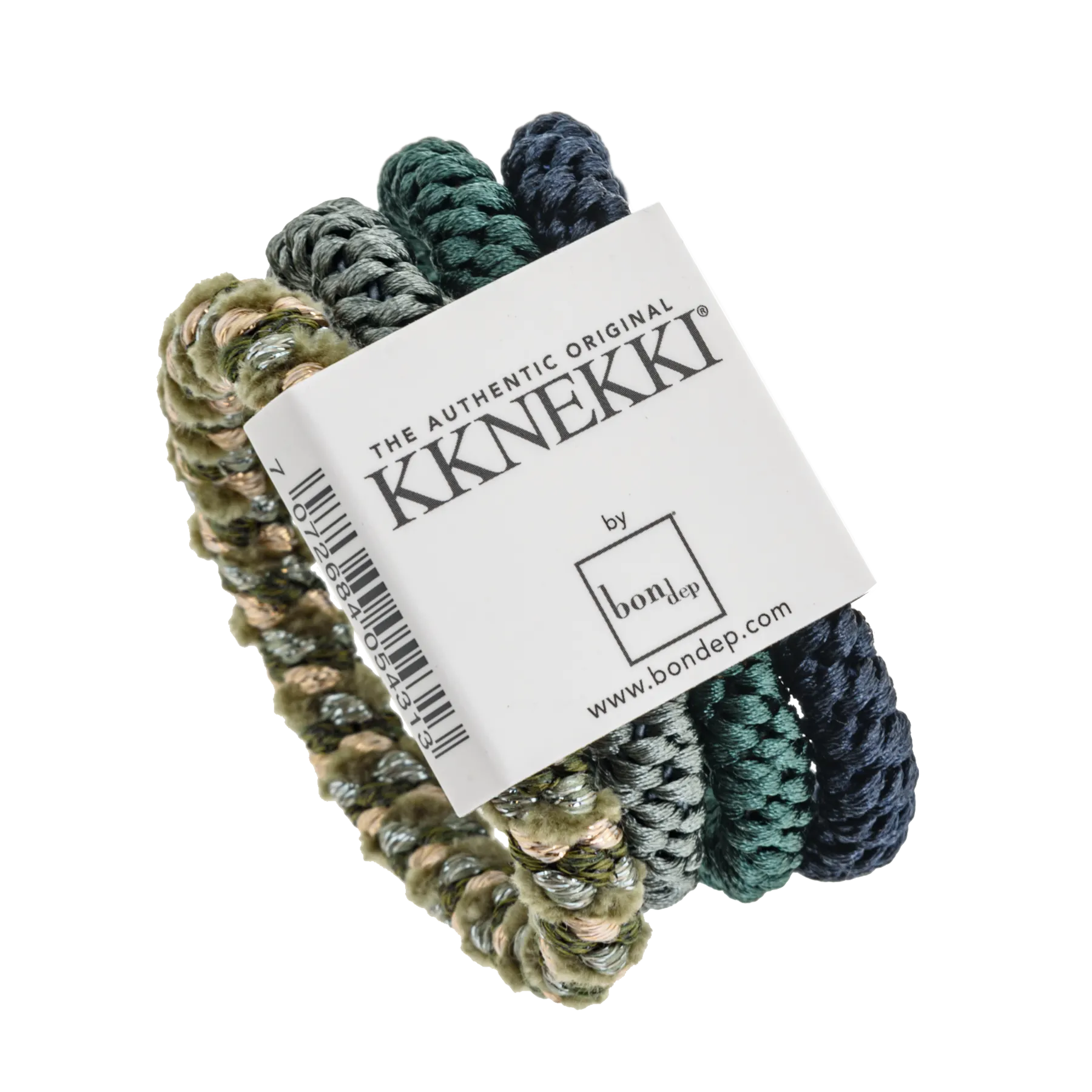 Set Of 4 Navy & Green Kknekki Hair Ties