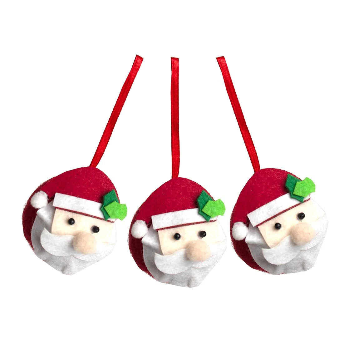 Set of 3 Felt Santa Decorations