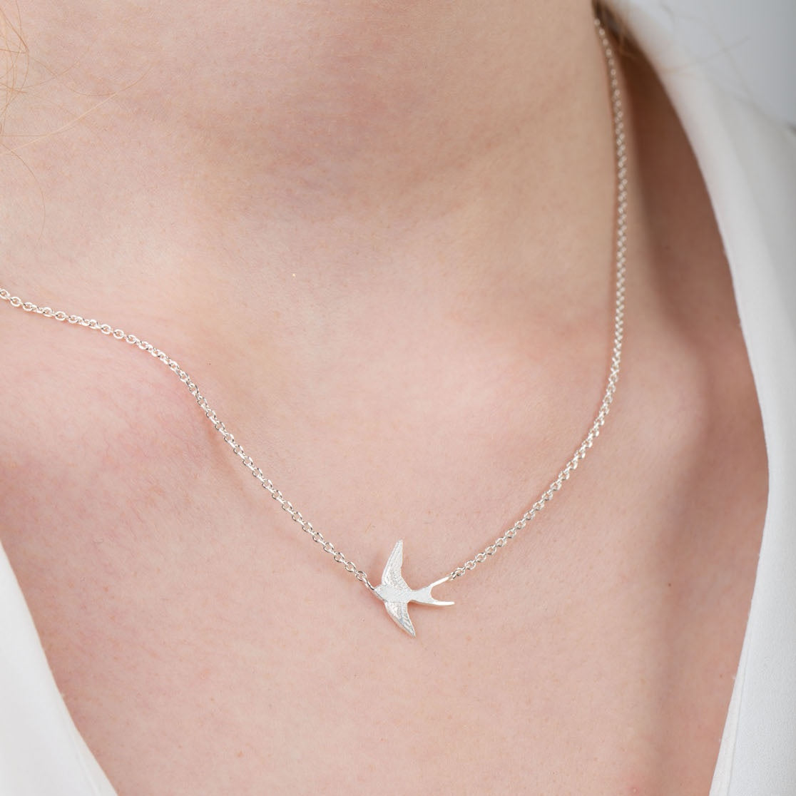 Silver Single Swallow Necklace