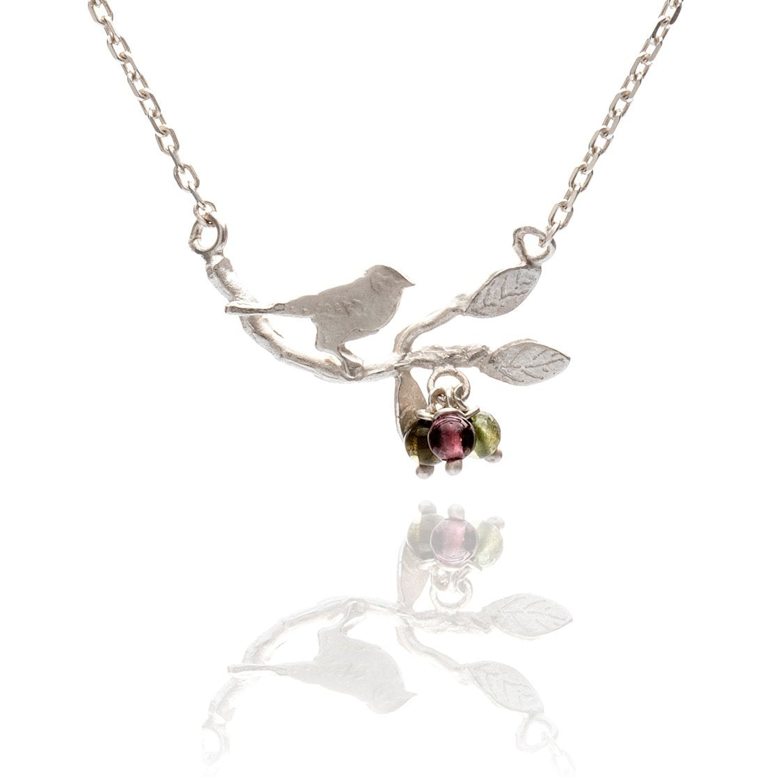 Tiny Sterling Silver Bird On A Branch Necklace
