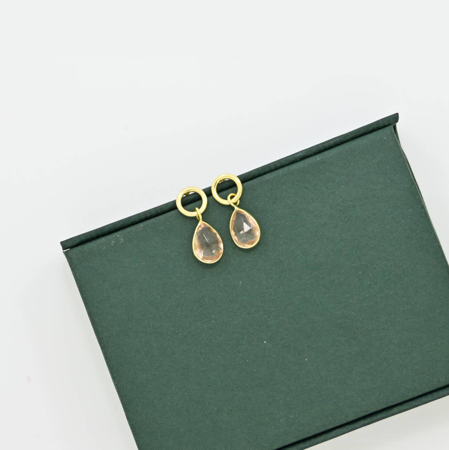 Circle Post Morganite Gold Plated Earrings
