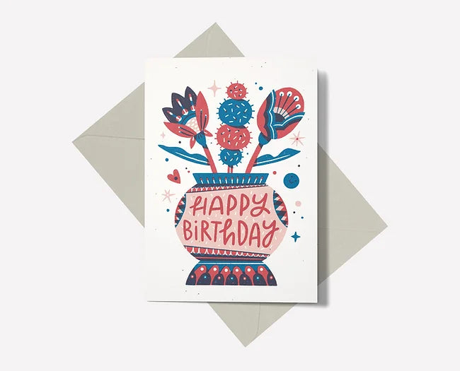 Vase Happy Birthday Card