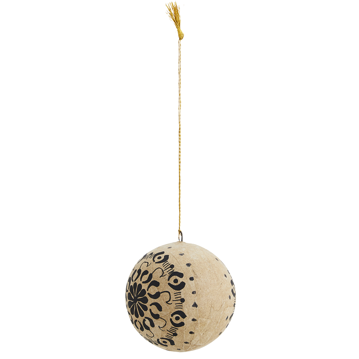 Hand Painted Papier Mache Bauble - Black