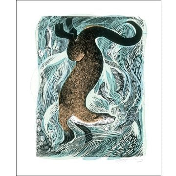 Angela Harding - Fishing Otter Blank Card