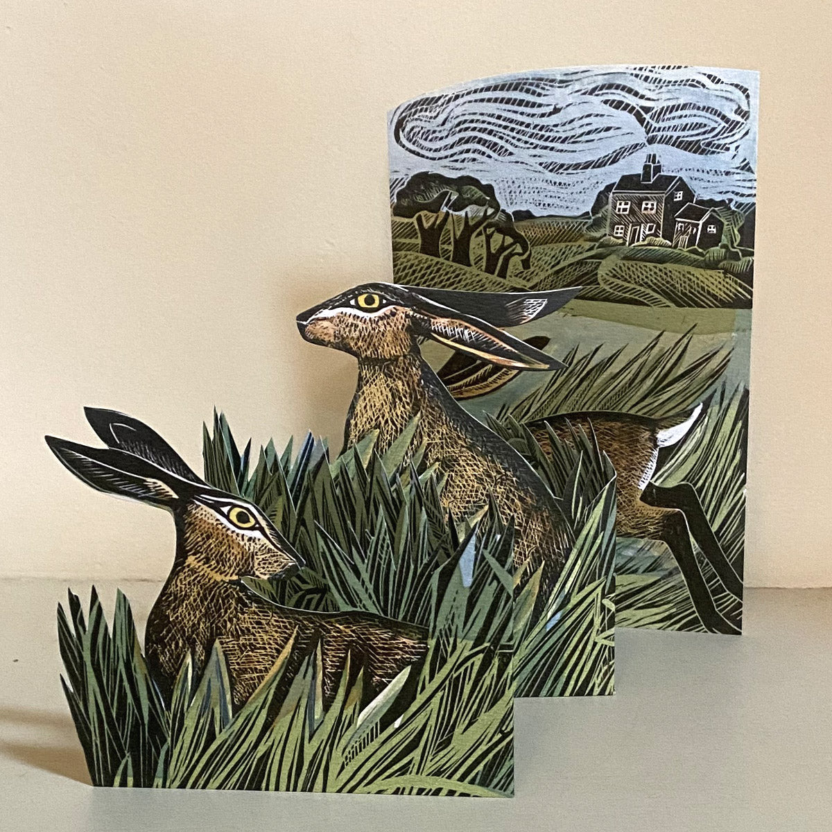 Angela Harding - Hares & Open Fields Fold Out Card