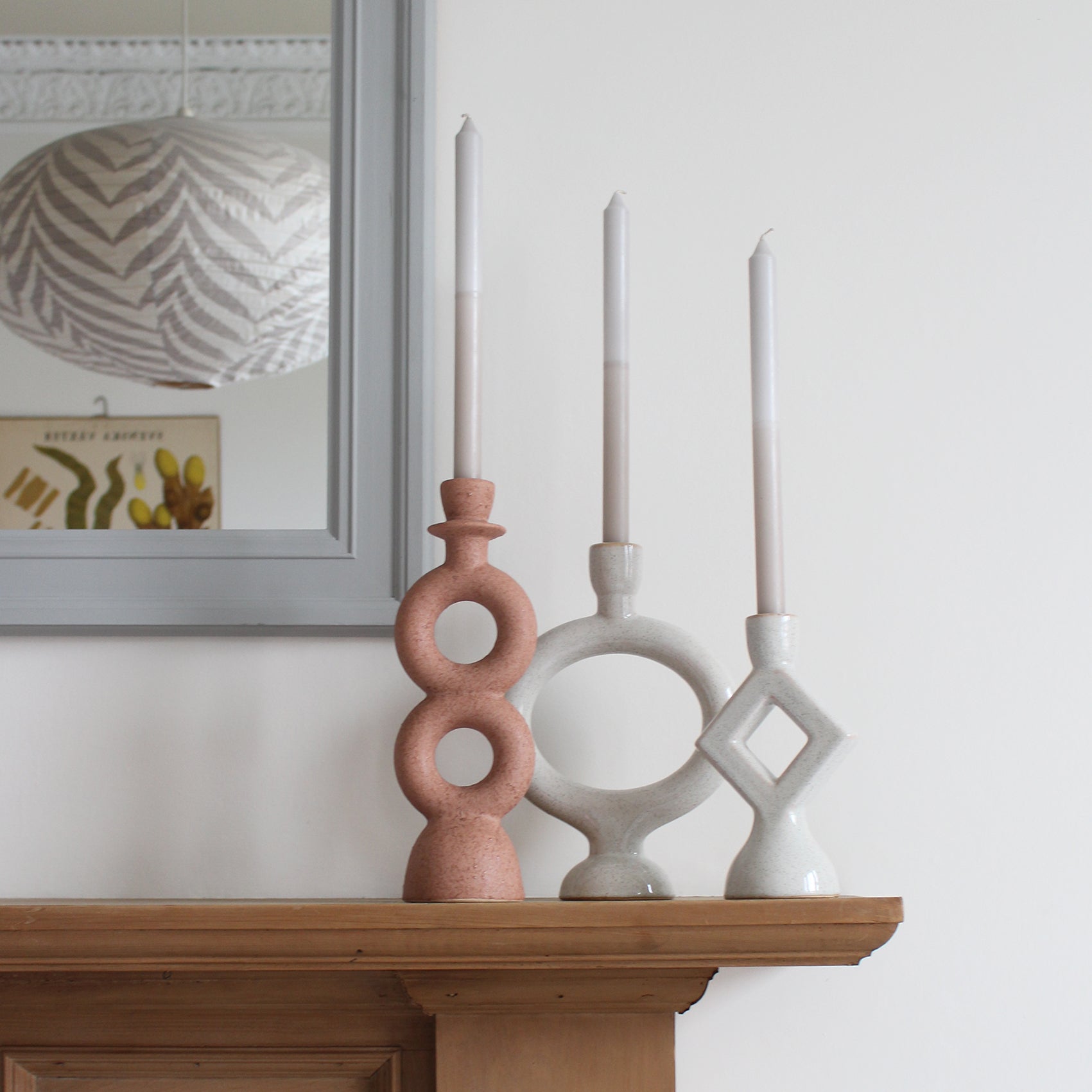 Geometric Terracotta Stoneware Candle Holder