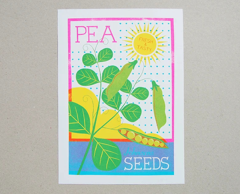 Pea Seeds Risograph Print