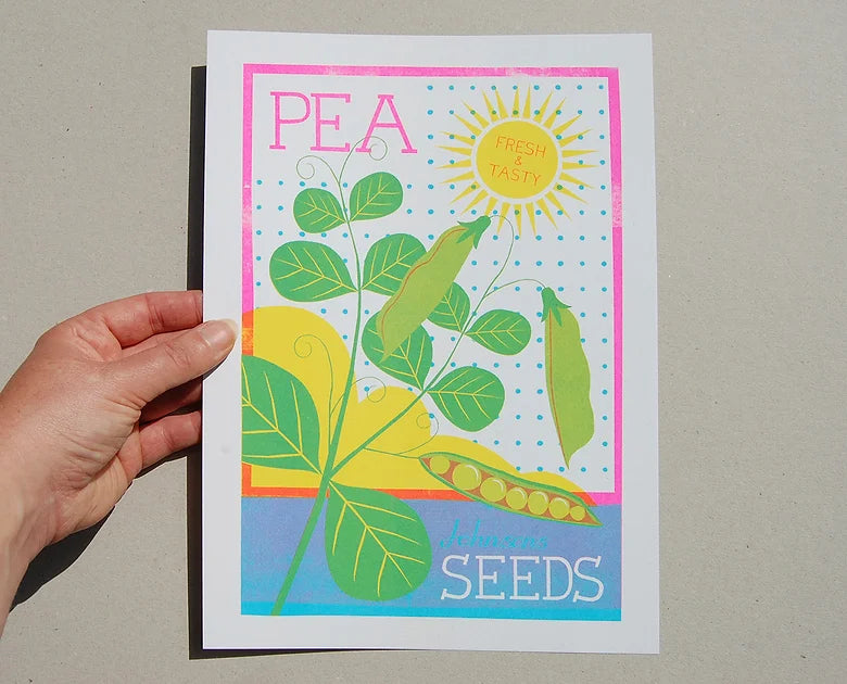 Pea Seeds Risograph Print
