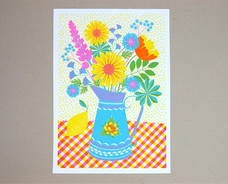 Summer Blooms Risograph Print
