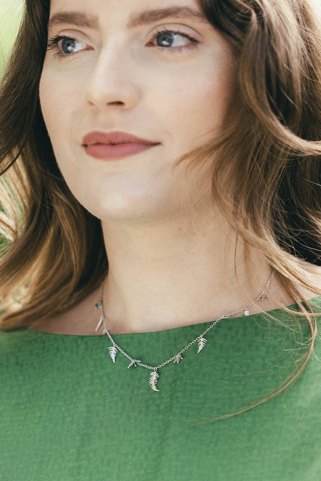 Botanical Multiple Fern Necklace in Silver
