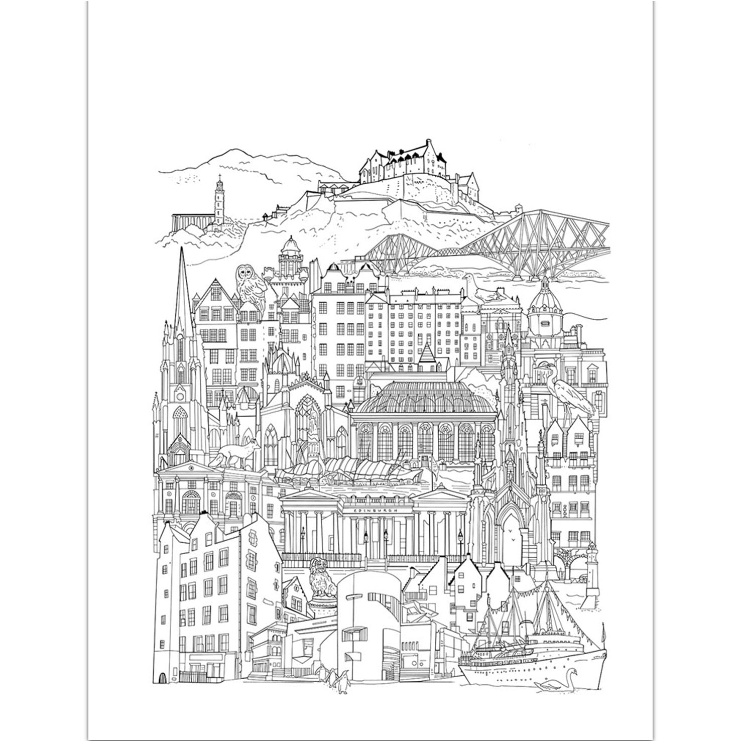 Medium Edinburgh Drawing Hand Pulled Screen Print