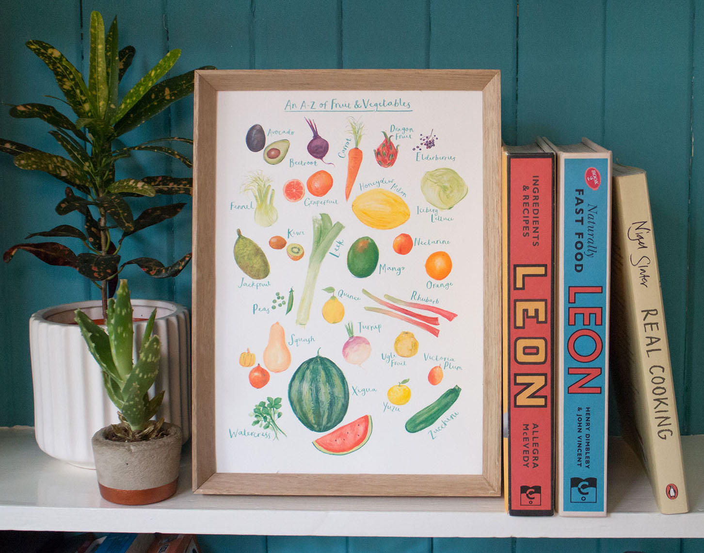 A4 A to Z of Fruit and Vegetables Art Print