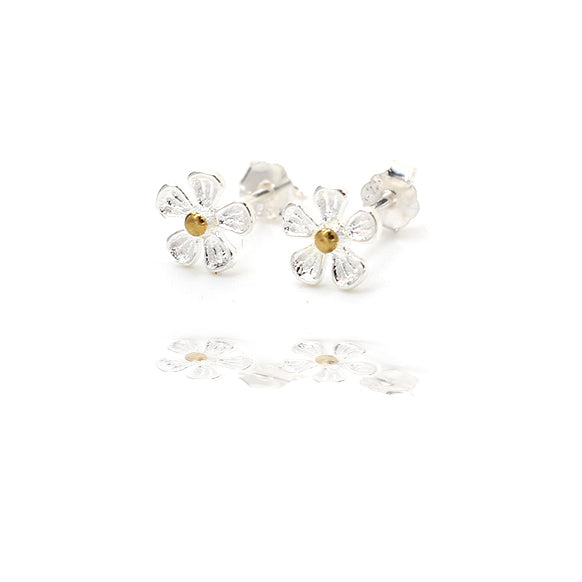 Sterling Silver Anemone Flower Stud Earrings