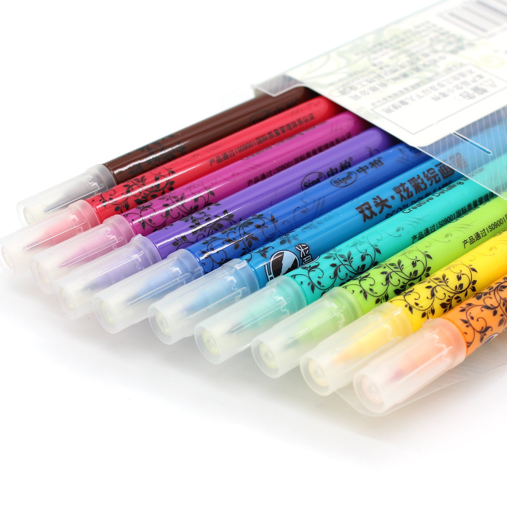 Box Set Of 10 Double Tip Marker Pens
