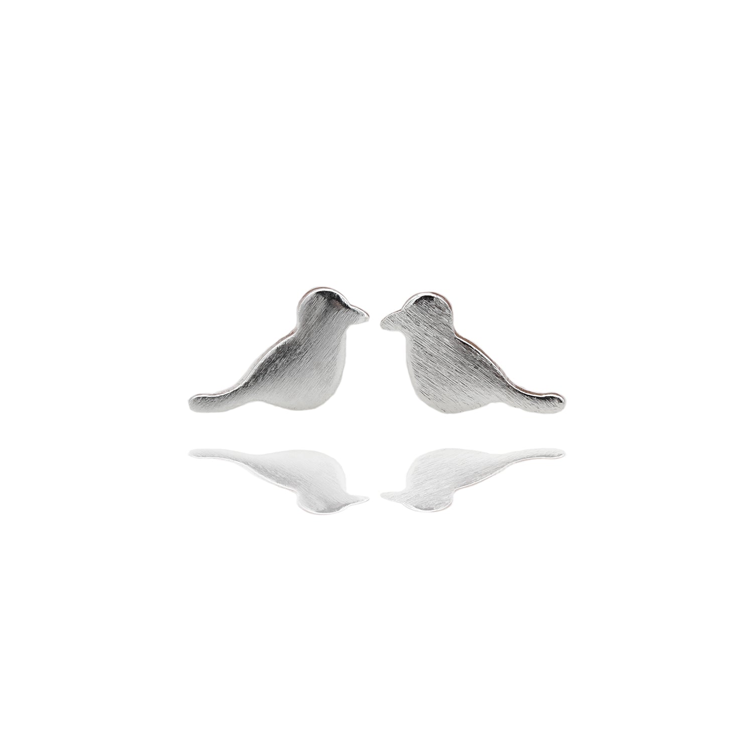 Sterling Silver Sitting Bird Stud Earrings