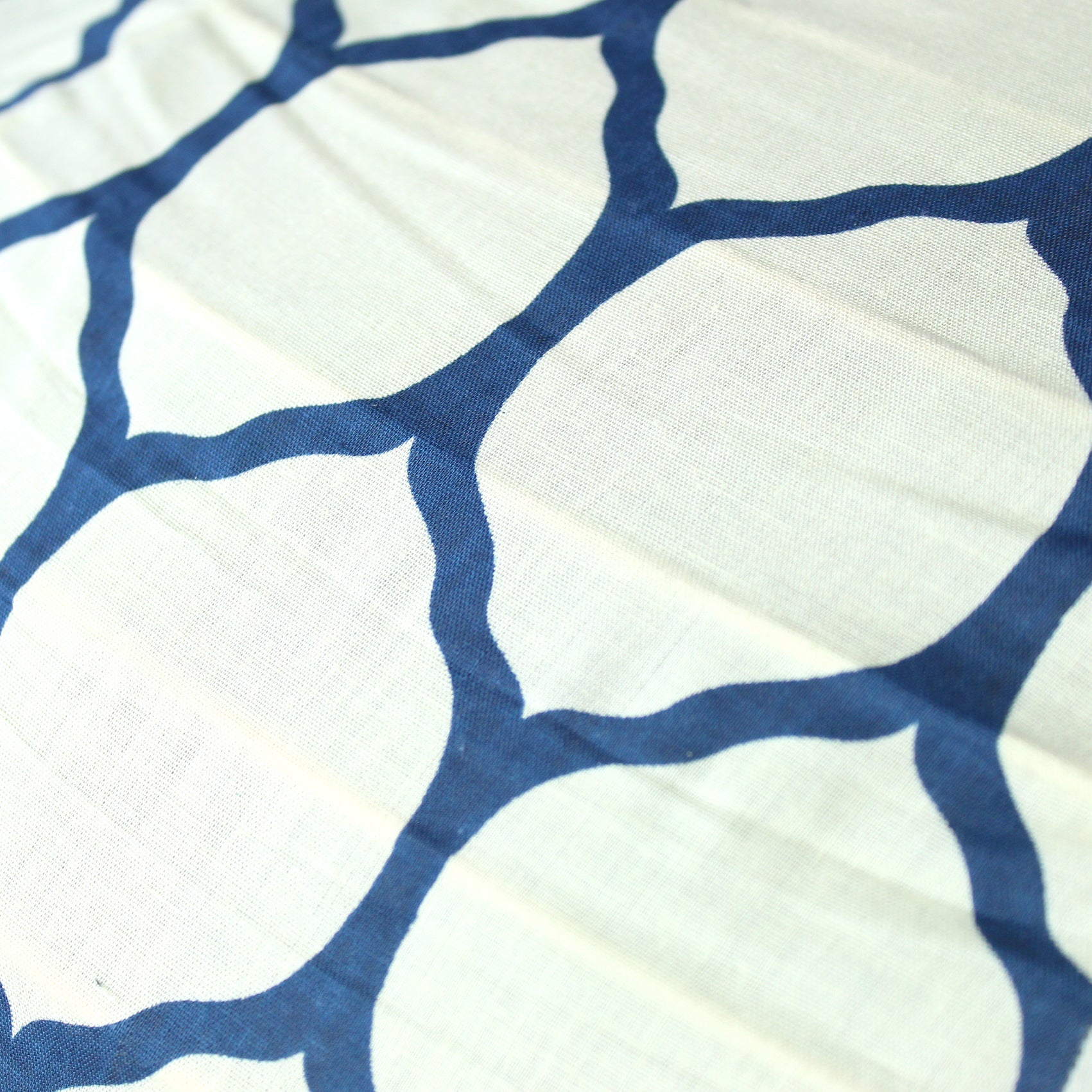 Large 80cm Navy Blue & Cream Cotton Pendant Lampshade