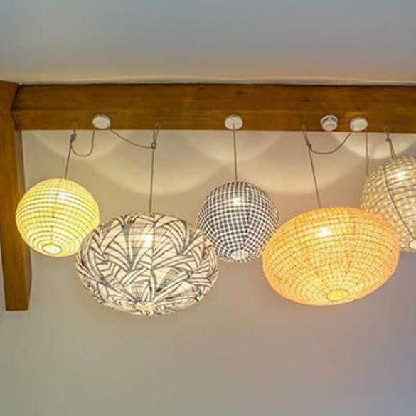 Small 60cm Cream & Orange Rice Cotton Pendant Lampshade