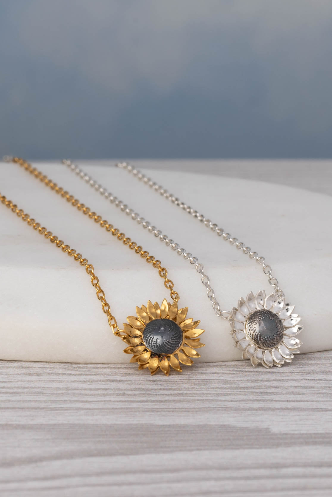 Sunflower Necklace in Silver