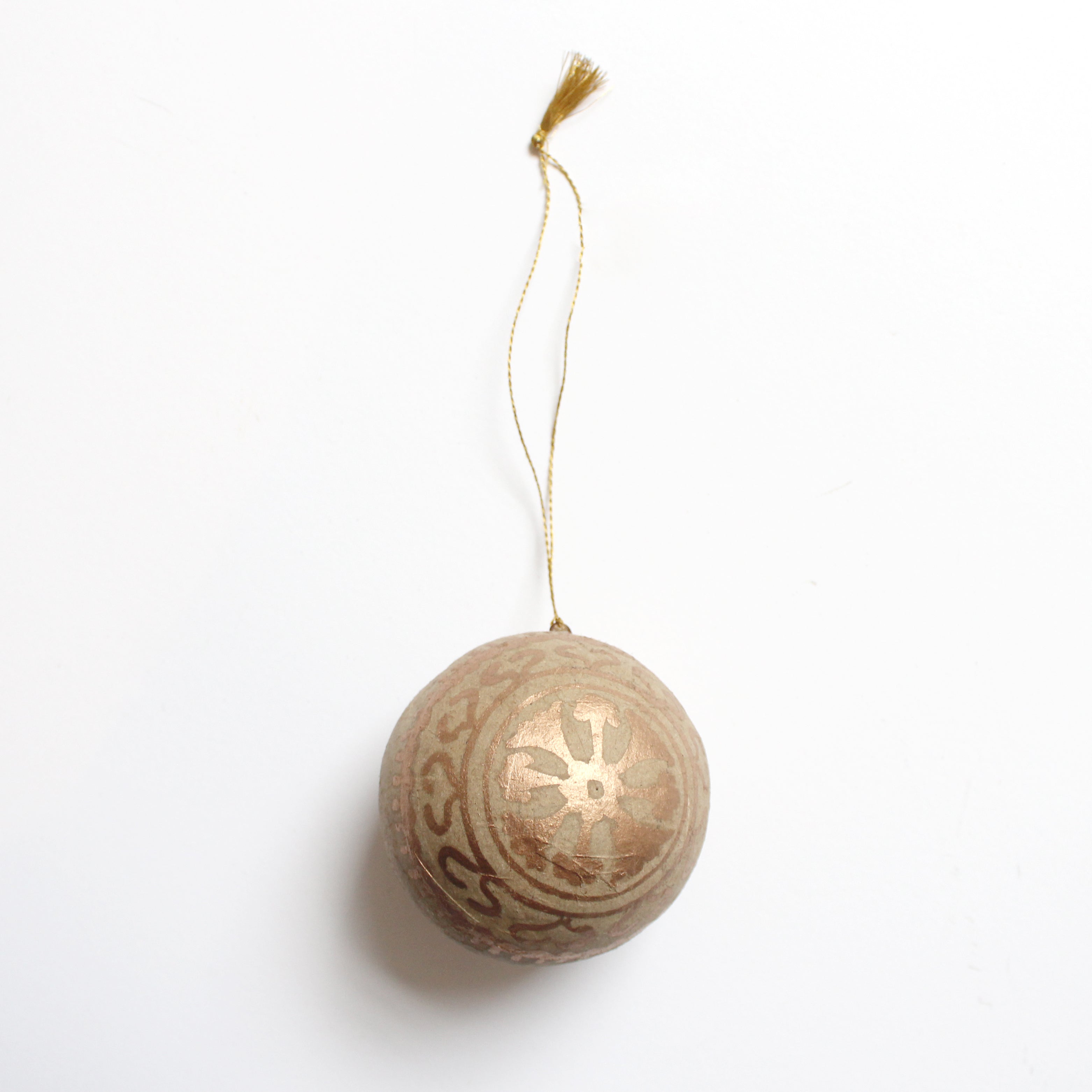 Hand Painted Papier Mache Ball - Gold