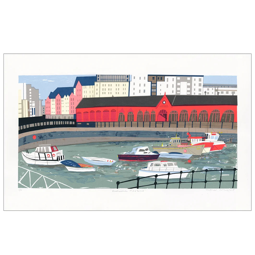 Newhaven Harbour Hand Pulled Screen Print