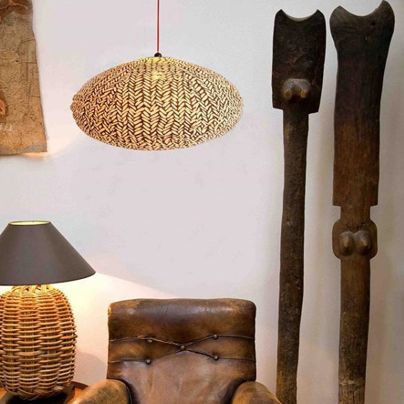 Large 80cm Cream & Black Dash Cotton Pendant Lampshade