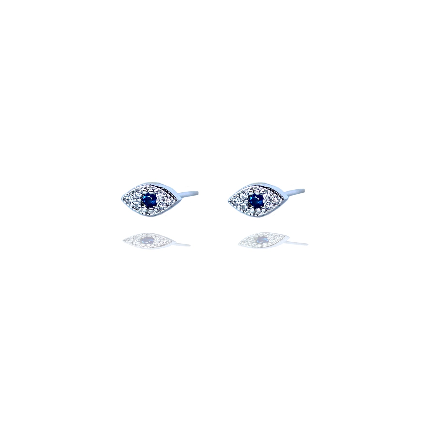 Sterling Silver Sparkly Lucky Eye Stud Earrings