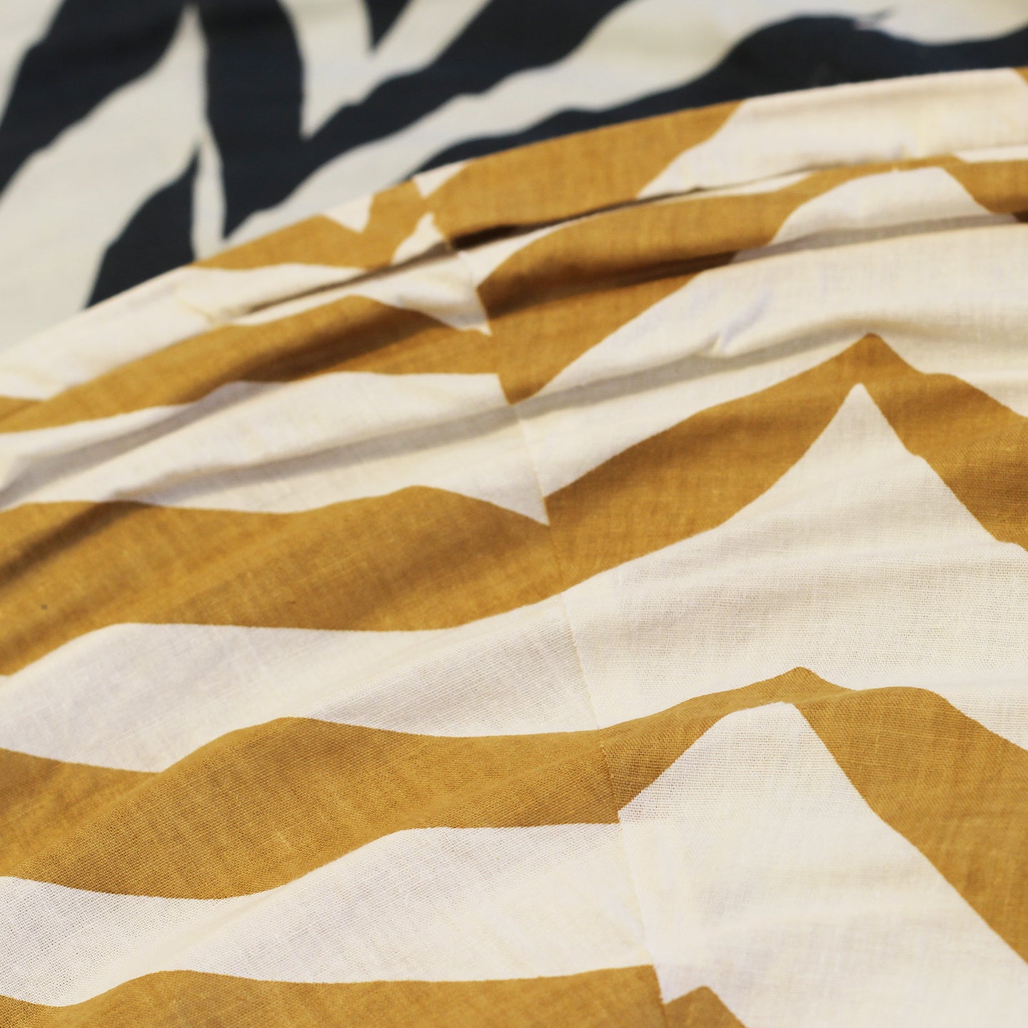 Large 80cm Cream & Mustard Zebra Cotton Pendant Lampshade